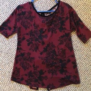 Red and Black Floral Maternity Top